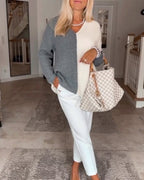 FashionHeir™ V-Neck Colour Block Knit Sweater
