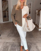 FashionHeir™ V-Neck Colour Block Knit Sweater