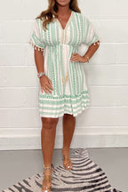 V-Neck Printed Casual Dress