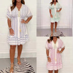 V-Neck Printed Casual Dress