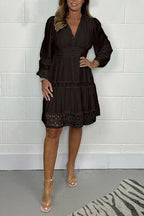 Aurora White Vintage Lace V-Neck Dress