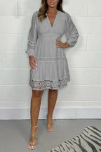 Aurora White Vintage Lace V-Neck Dress