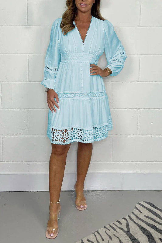Aurora White Vintage Lace V-Neck Dress